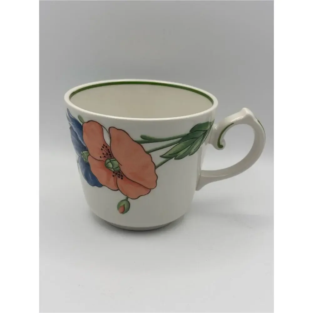 Set of 3 Porcelain Amapola Coffee Cups from Villeroy & Boch, Poppy Flower Mugs